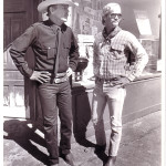 David M Hancock and Nick Nolte on the set of "Extreme Prejudice"